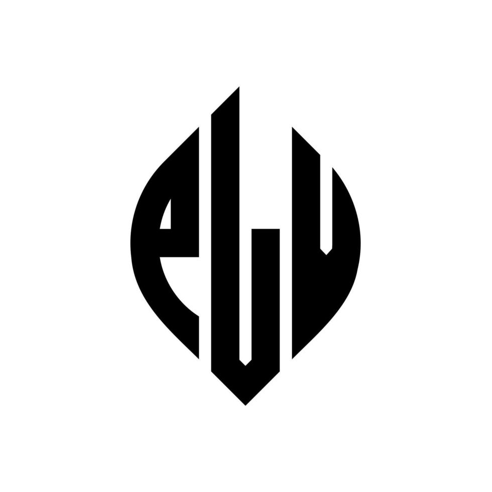 design de logotipo de carta de círculo plv com forma de círculo e elipse. letras de elipse plv com estilo tipográfico. as três iniciais formam um logotipo circular. plv círculo emblema abstrato monograma carta marca vetor. vetor