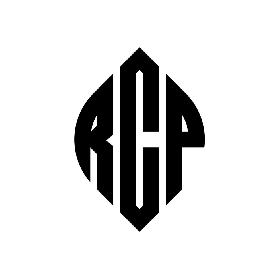 design de logotipo de carta de círculo rcp com forma de círculo e elipse. letras de elipse rcp com estilo tipográfico. as três iniciais formam um logotipo circular. rcp círculo emblema abstrato monograma carta marca vetor. vetor