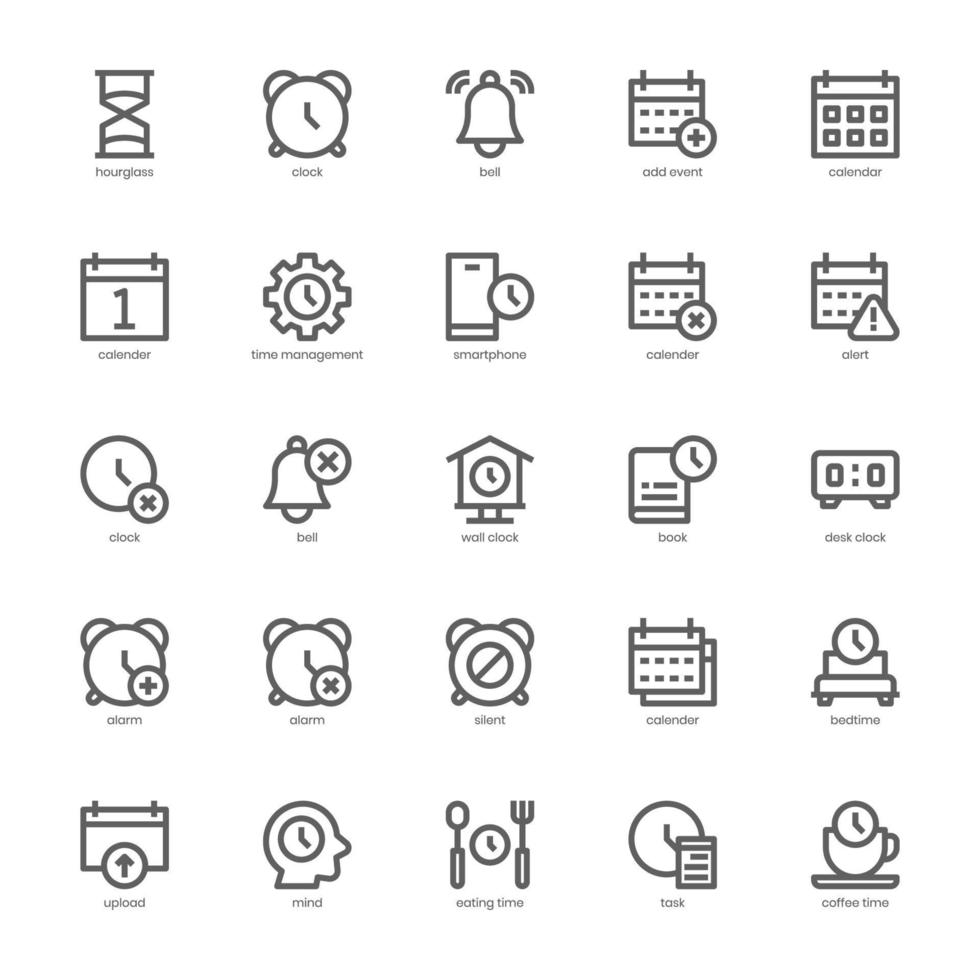 pacote de ícones de data e hora para seu site, celular, apresentação e design de logotipo. design de contorno de ícone de data e hora. ilustração de gráficos vetoriais e curso editável. vetor