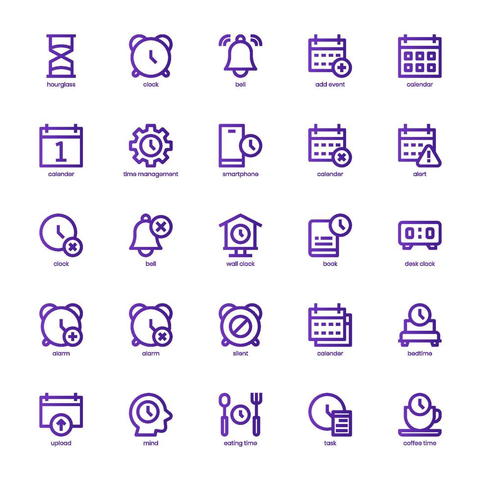 pacote de ícones de data e hora para seu site, celular, apresentação e design de logotipo. design de contorno de ícone de data e hora. ilustração de gráficos vetoriais e curso editável. vetor
