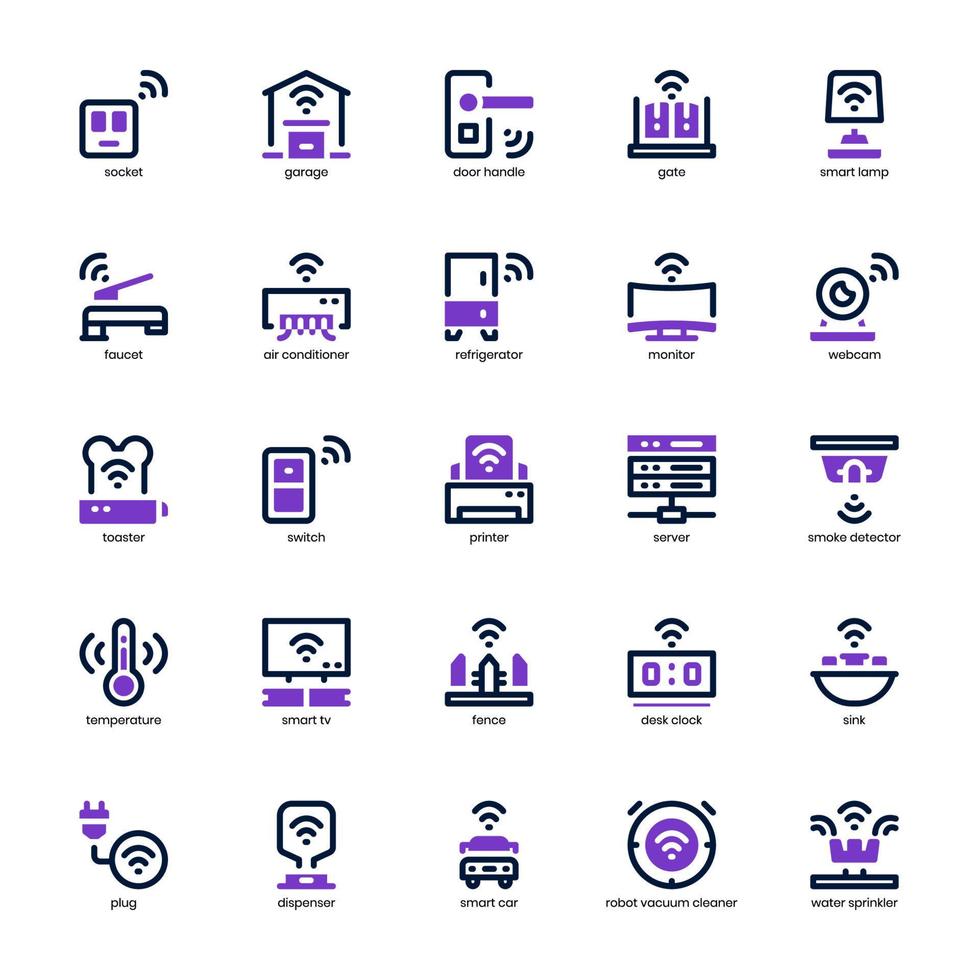 pacote de ícones de dispositivos domésticos inteligentes para seu site, celular, apresentação e design de logotipo. linha de mistura de ícone de dispositivo doméstico inteligente e design sólido. ilustração de gráficos vetoriais e curso editável. vetor