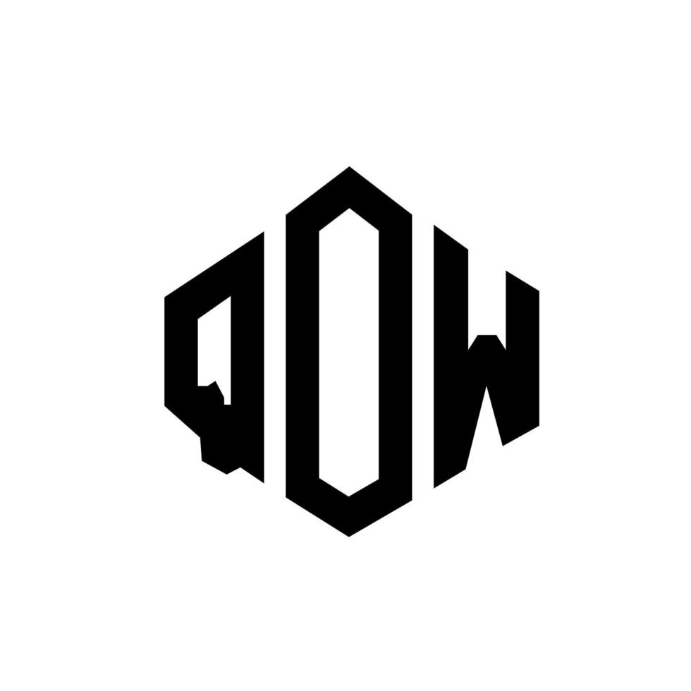 design de logotipo de carta qow com forma de polígono. qow polígono e design de logotipo em forma de cubo. qow modelo de logotipo de vetor hexágono cores brancas e pretas. qow monograma, logotipo de negócios e imóveis.