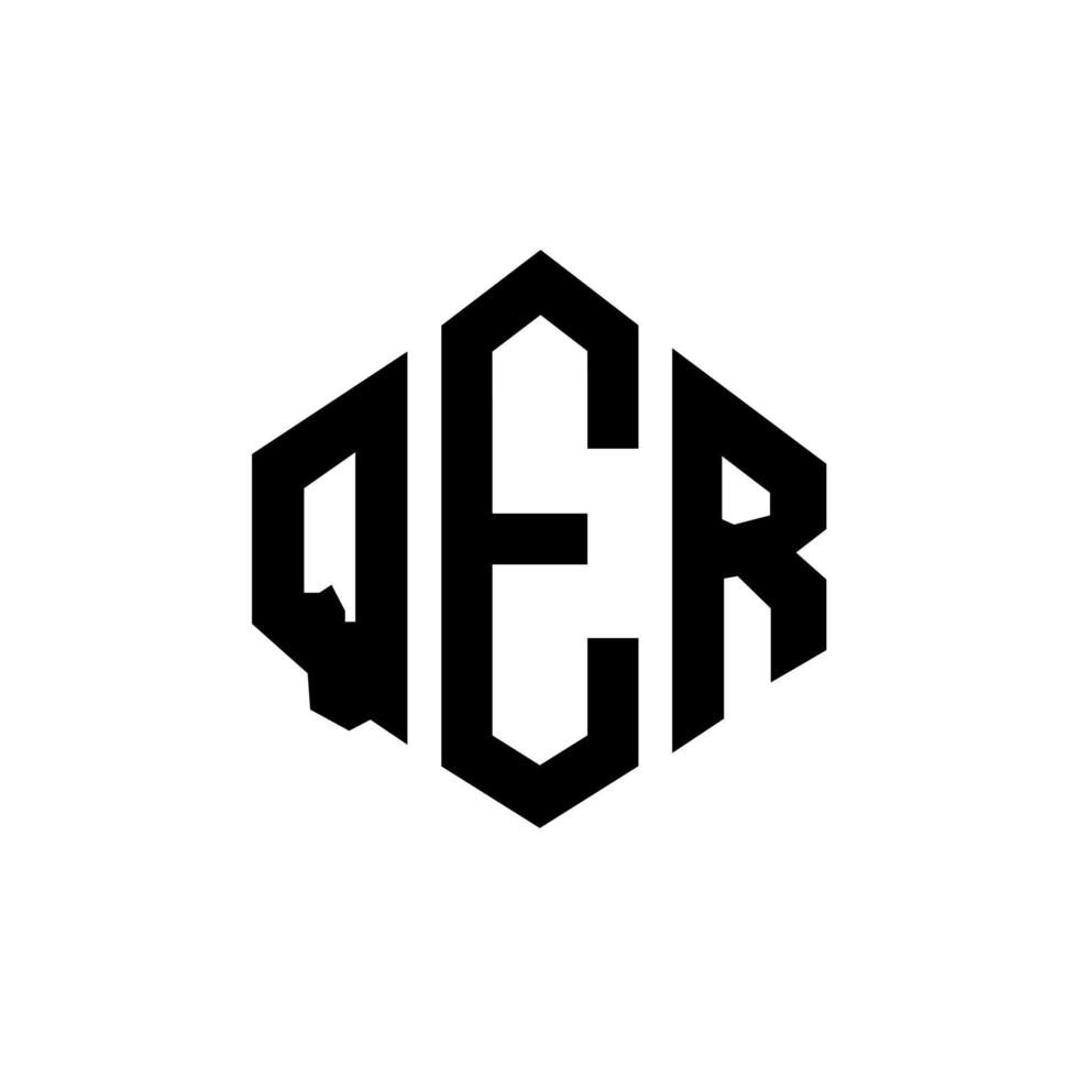 design de logotipo de carta qer com forma de polígono. qer polígono e design de logotipo em forma de cubo. qer hexagon vector logo template cores brancas e pretas. monograma qer, logotipo comercial e imobiliário.