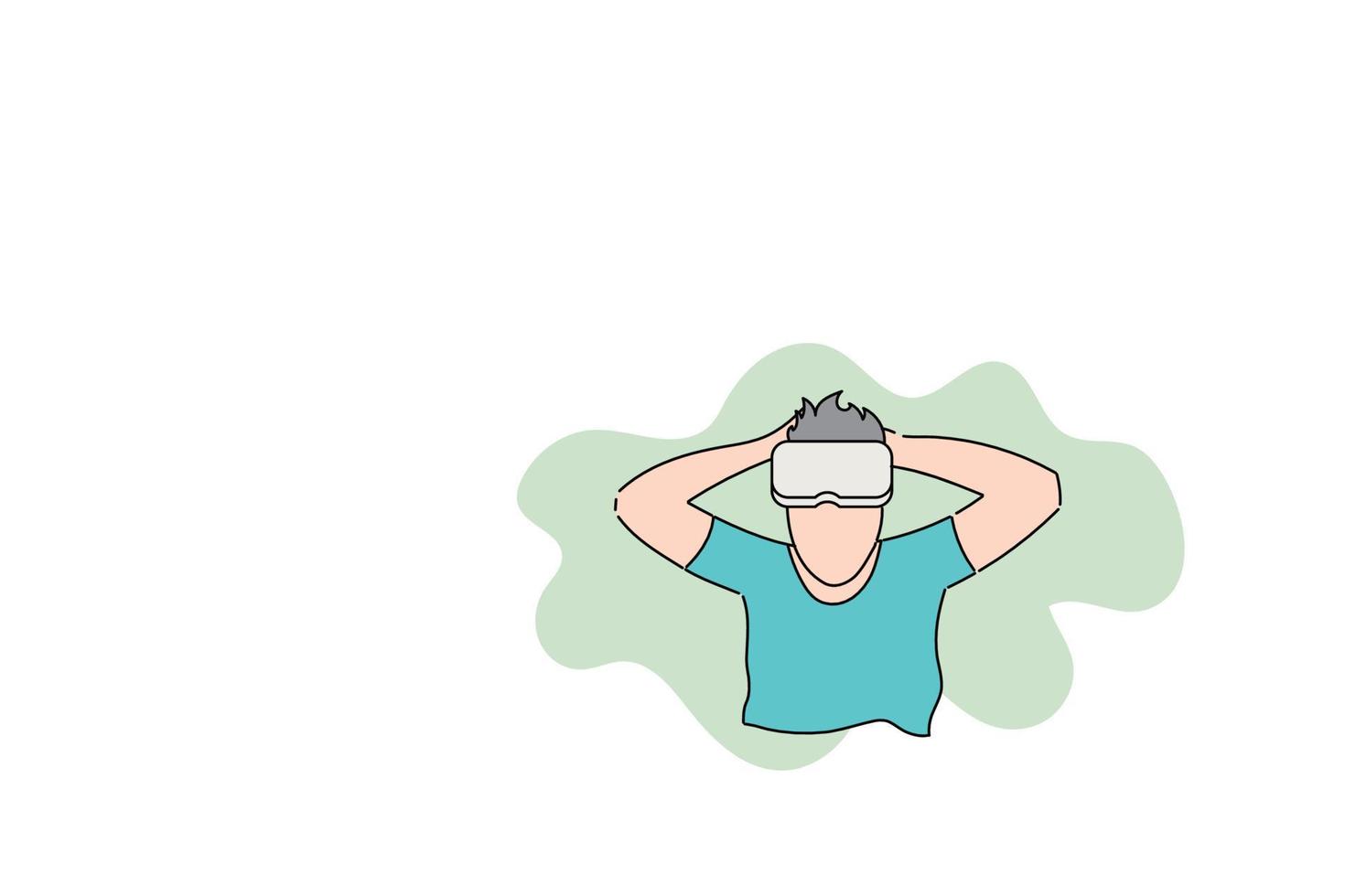 homem aproveitando o tempo feliz com vr. design de ilustração vetorial plana vetor