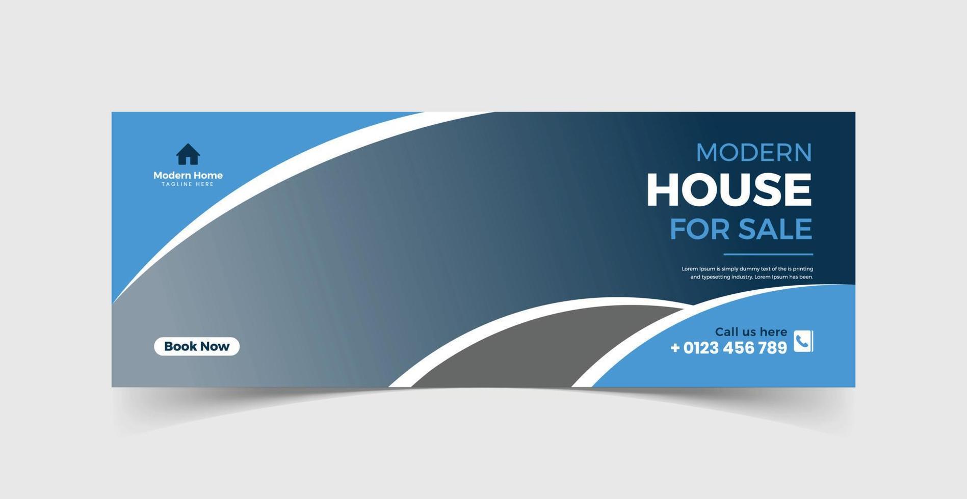 design de modelo de banner de capa do facebook para casa imobiliária vetor