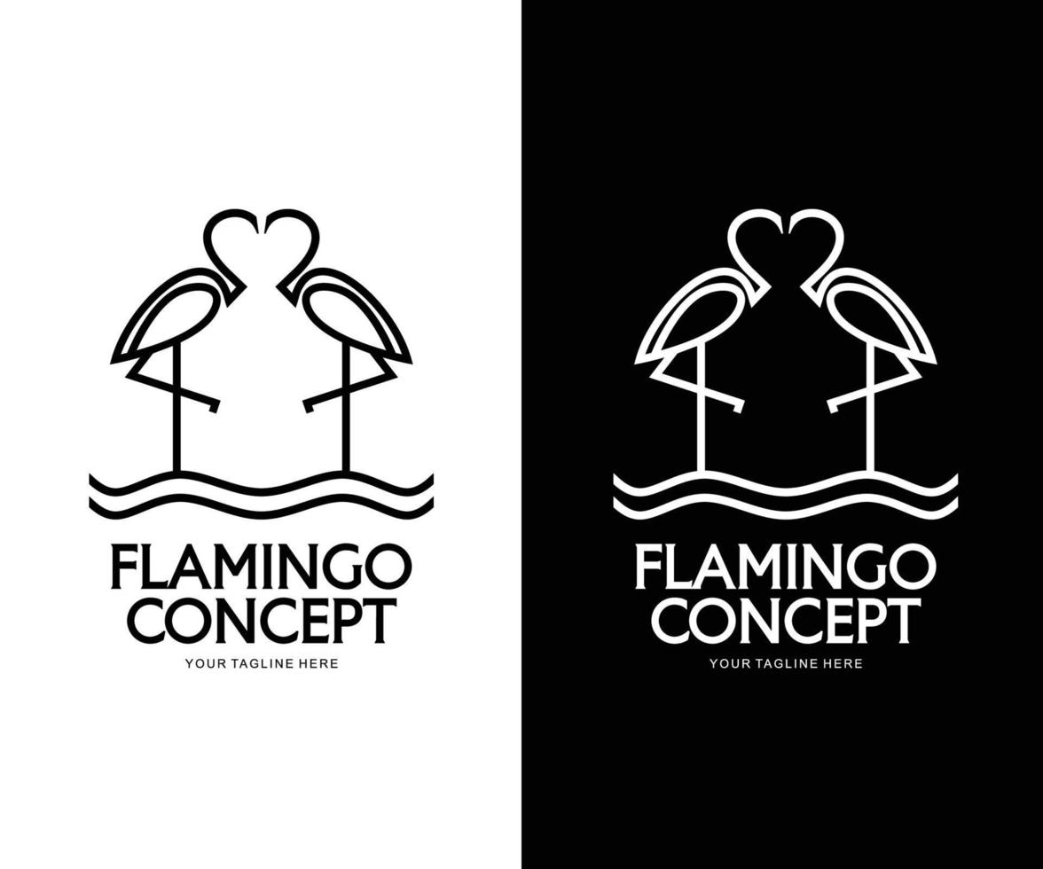 conceito de logotipo de linha flamingo vetor