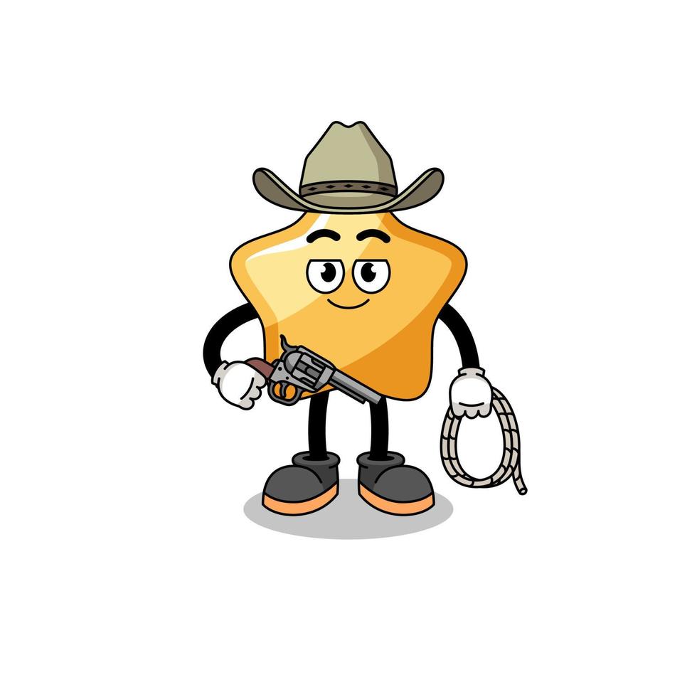 personagem mascote da estrela como um cowboy vetor