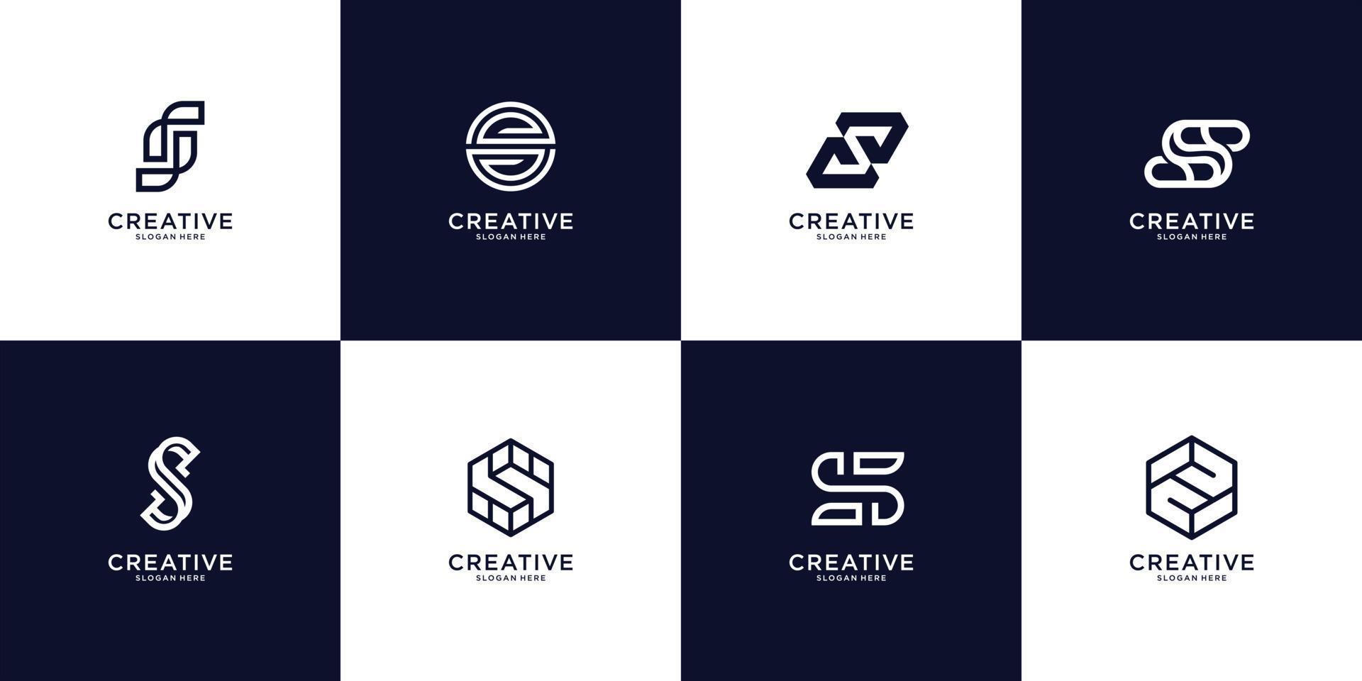conjunto de modelo de logotipo abstrato letra inicial s. ícones para negócios de luxo, elegantes, simples. vetor premium