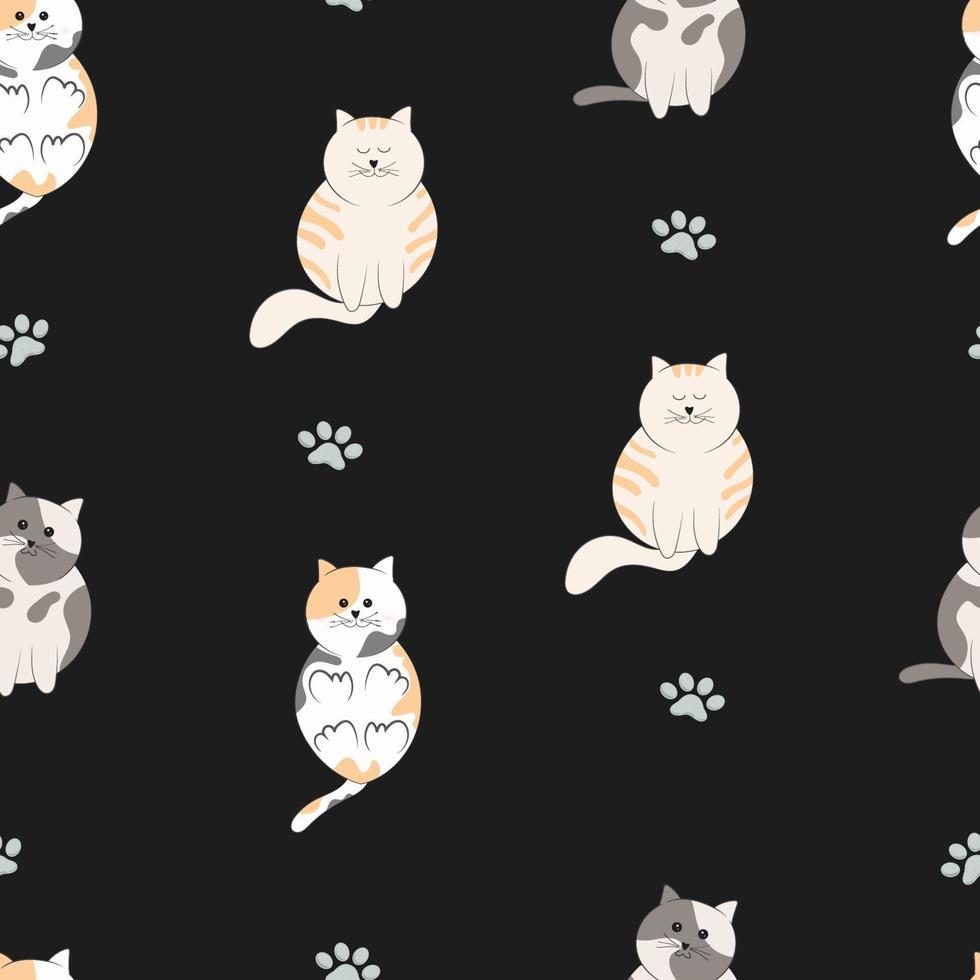 padrão perfeito com fundo de gato fofo vetor