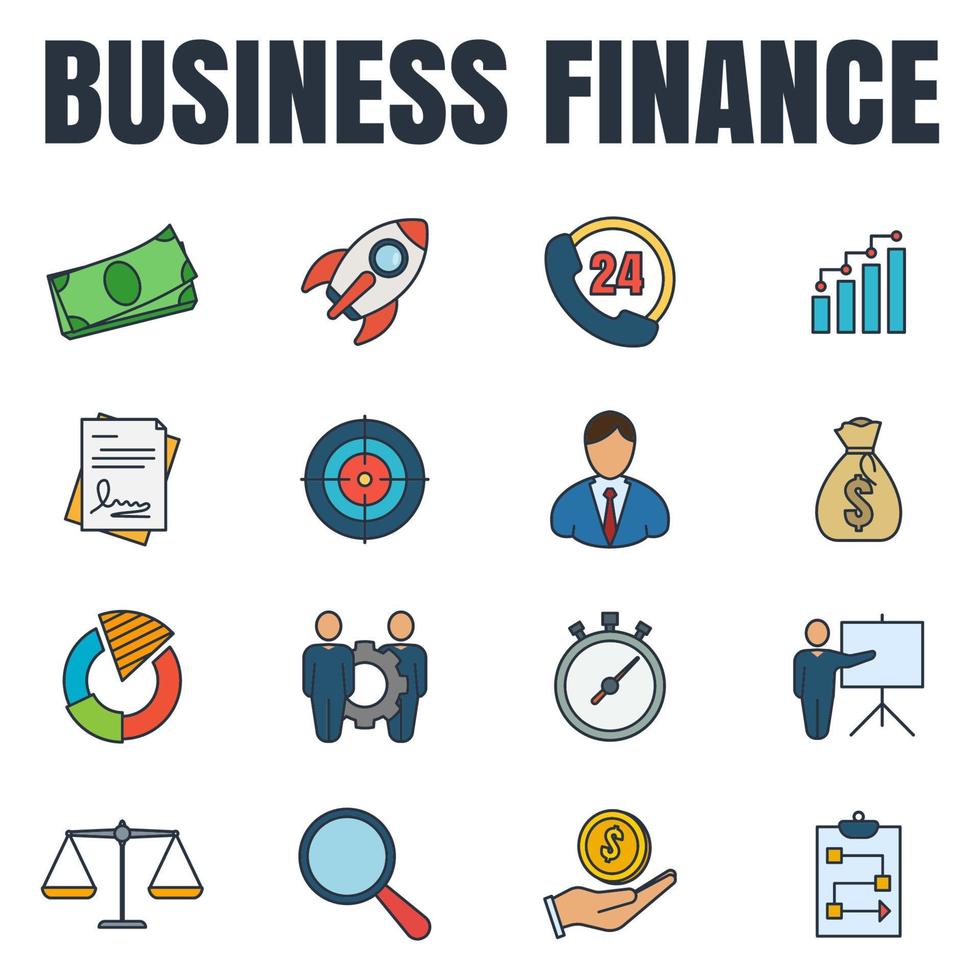 conjunto de ilustração em vetor logotipo ícone finanças de negócios. modelo de símbolo de pacote de finanças e contabilidade para coleção de design gráfico e web