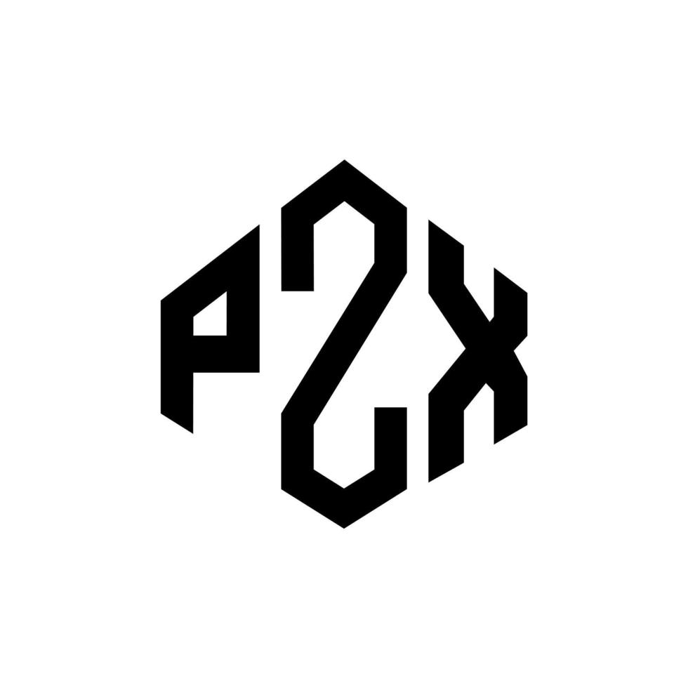 design de logotipo de carta pzx com forma de polígono. pzx polígono e design de logotipo em forma de cubo. pzx hexagon vector logo template cores brancas e pretas. pzx monograma, logotipo de negócios e imóveis.