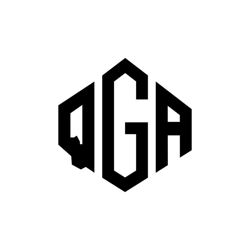 design de logotipo de letra qga com forma de polígono. qga polígono e design de logotipo em forma de cubo. qga hexagon vector logo template cores brancas e pretas. monograma qga, logotipo comercial e imobiliário.