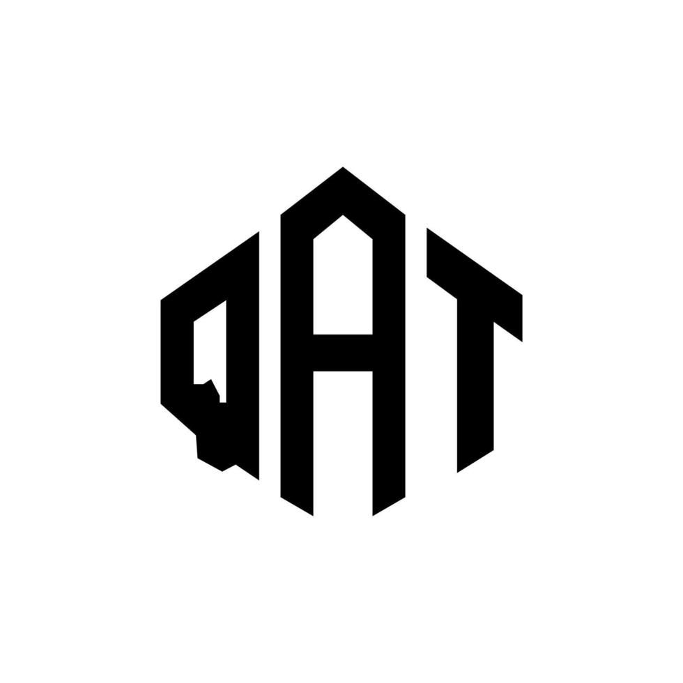 design de logotipo de carta qat com forma de polígono. qat polígono e design de logotipo em forma de cubo. qat hexágono modelo de logotipo de vetor cores brancas e pretas. monograma qat, logotipo comercial e imobiliário.