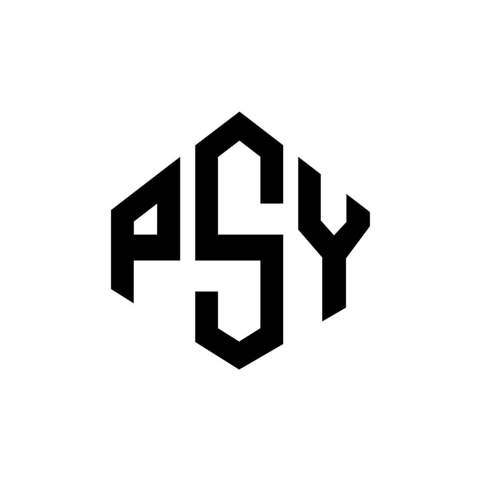 design de logotipo de carta psy com forma de polígono. polígono psy e design de logotipo em forma de cubo. modelo de logotipo de vetor hexágono psy cores brancas e pretas. psy monograma, logotipo de negócios e imóveis.