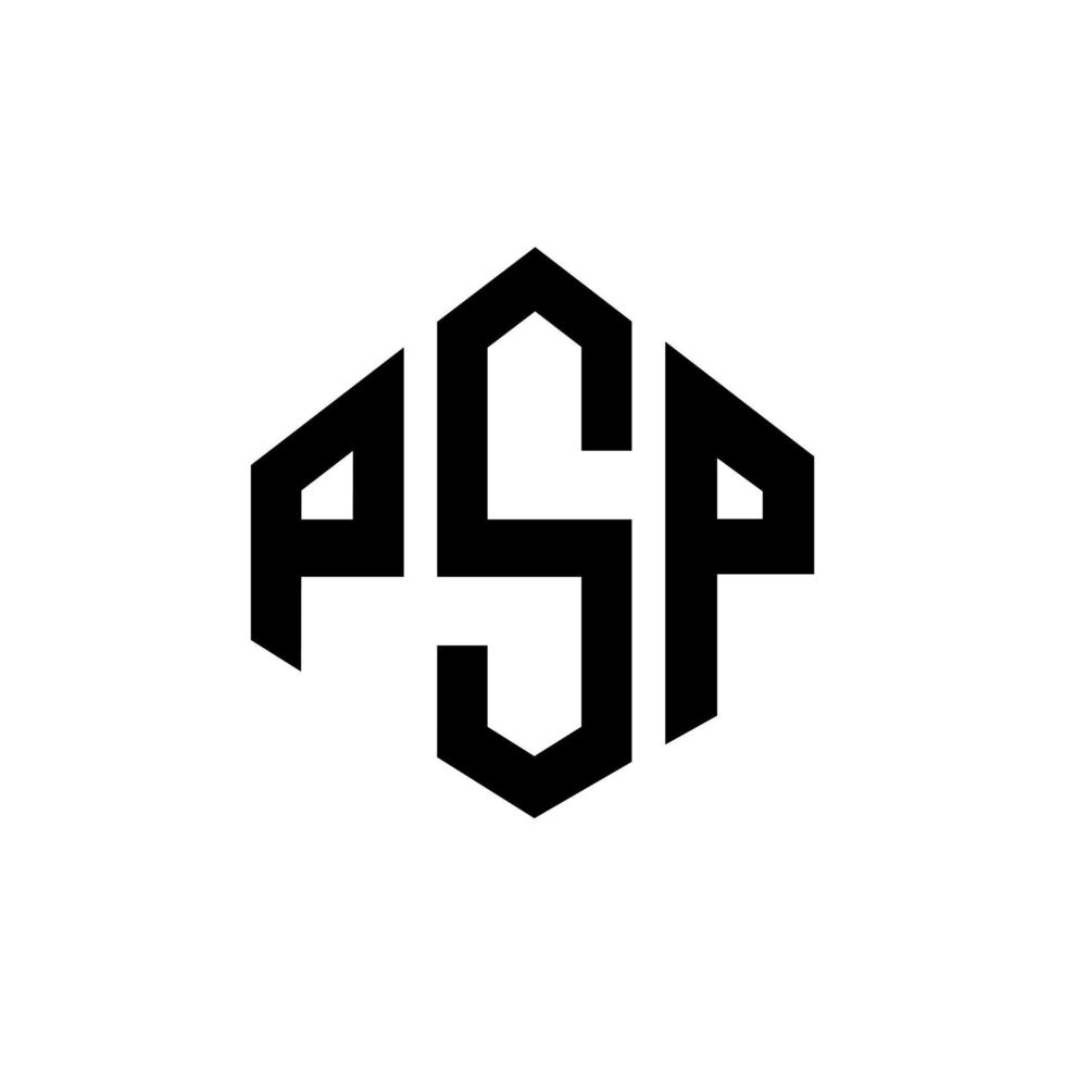 design de logotipo de carta psp com forma de polígono. psp polígono e design de logotipo em forma de cubo. modelo de logotipo de vetor hexágono psp cores brancas e pretas. monograma psp, logotipo de negócios e imóveis.