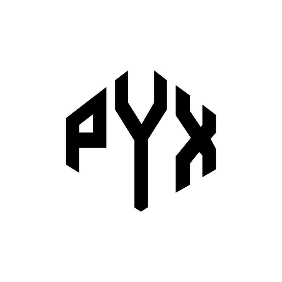 design de logotipo de carta pyx com forma de polígono. pyx polígono e design de logotipo em forma de cubo. modelo de logotipo de vetor hexágono pyx cores brancas e pretas. pyx monograma, logotipo de negócios e imóveis.