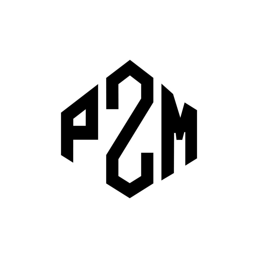 design de logotipo de carta pzm com forma de polígono. pzm polígono e design de logotipo em forma de cubo. modelo de logotipo de vetor hexágono pzm cores brancas e pretas. pzm monograma, logotipo de negócios e imóveis.