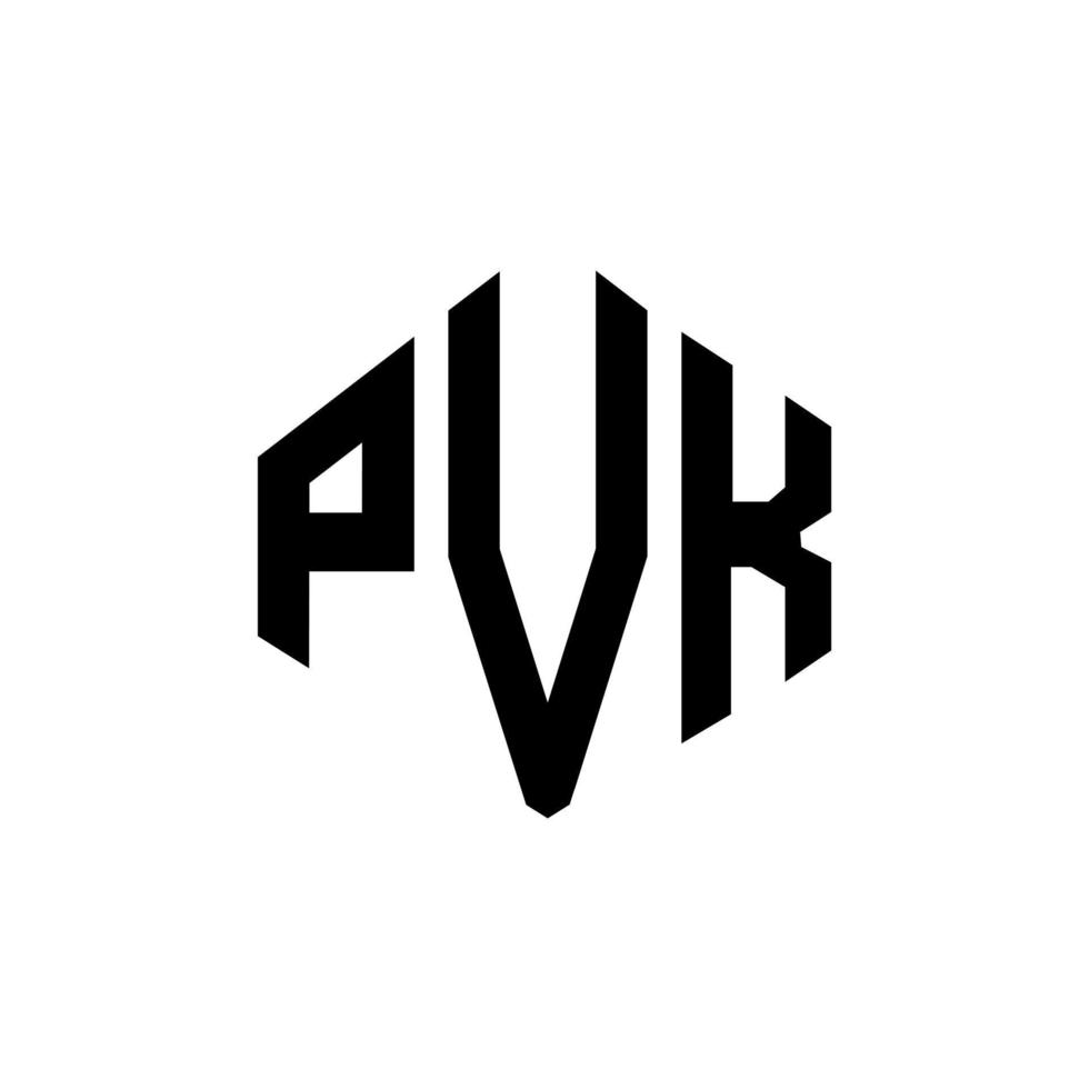 design de logotipo de carta pvk com forma de polígono. pvk polígono e design de logotipo em forma de cubo. modelo de logotipo de vetor hexágono pvk cores brancas e pretas. monograma pvk, logotipo de negócios e imóveis.