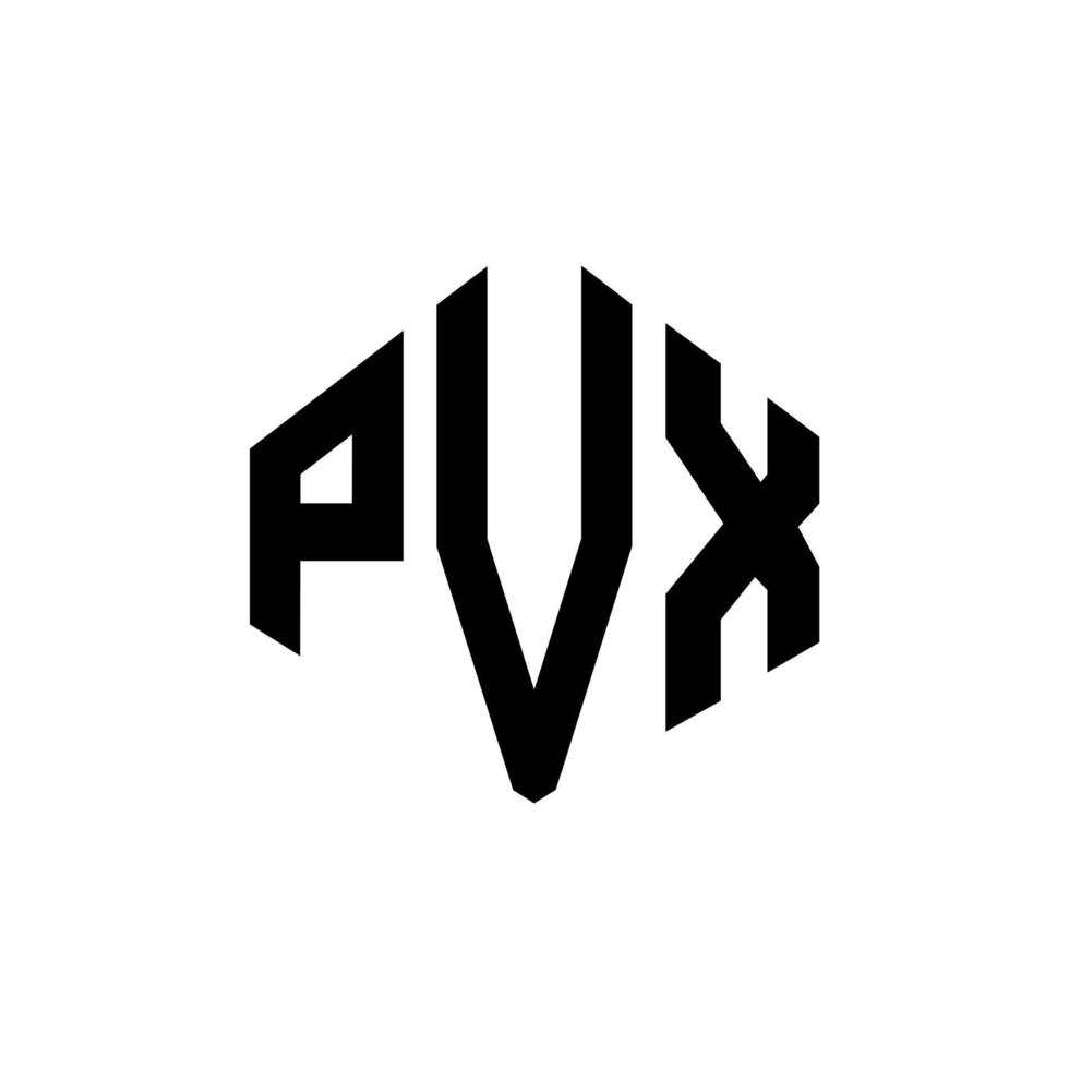 design de logotipo de carta pvx com forma de polígono. polígono pvx e design de logotipo em forma de cubo. modelo de logotipo de vetor hexágono pvx cores brancas e pretas. monograma pvx, logotipo de negócios e imóveis.