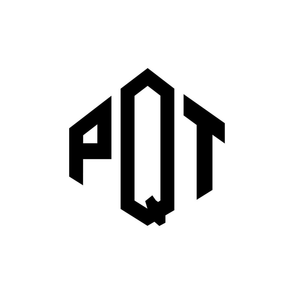 design de logotipo de carta pqt com forma de polígono. pqt polígono e design de logotipo em forma de cubo. pqt modelo de logotipo de vetor hexágono cores brancas e pretas. monograma pqt, logotipo comercial e imobiliário.