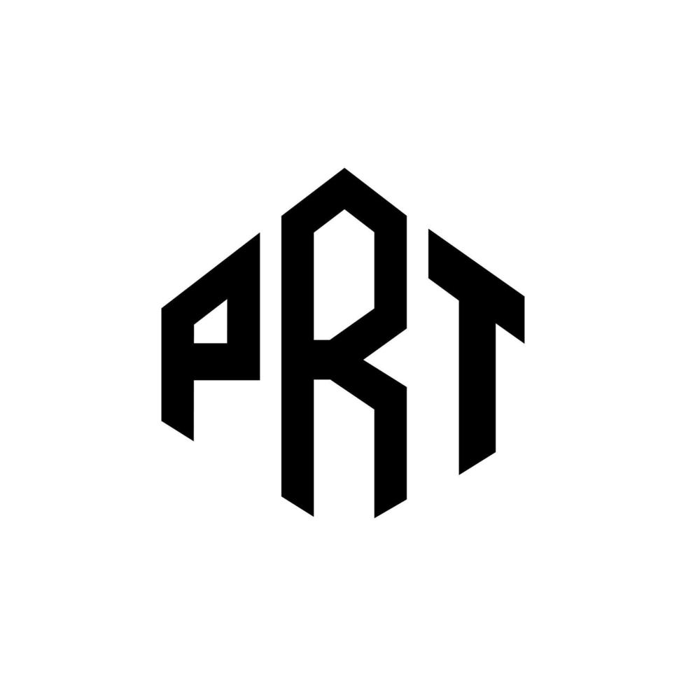 design de logotipo de carta prt com forma de polígono. prt polígono e design de logotipo em forma de cubo. prt modelo de logotipo de vetor hexágono cores brancas e pretas. prt monograma, logotipo de negócios e imóveis.