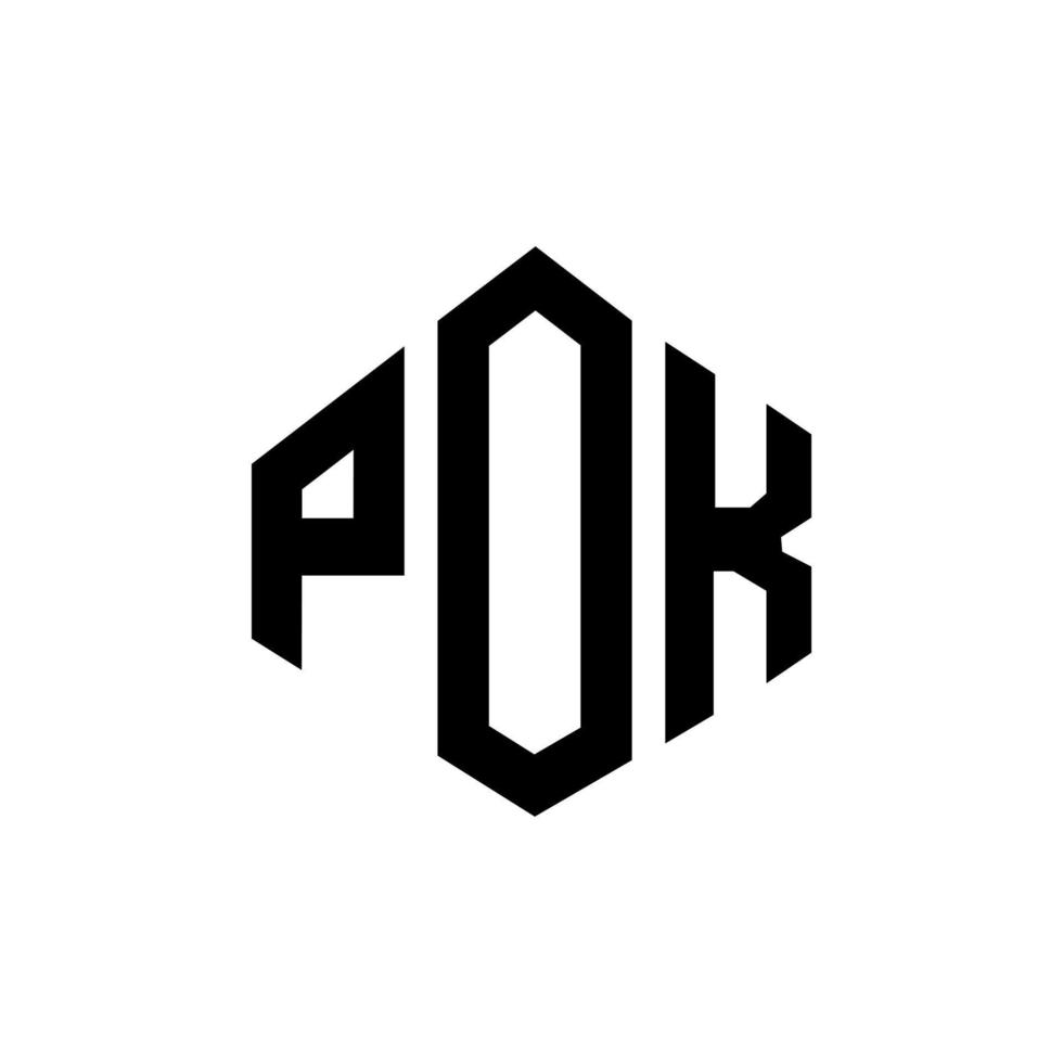 design de logotipo de carta pok com forma de polígono. pok polígono e design de logotipo em forma de cubo. Pok modelo de logotipo de vetor hexágono cores brancas e pretas. pok monograma, logotipo de negócios e imóveis.
