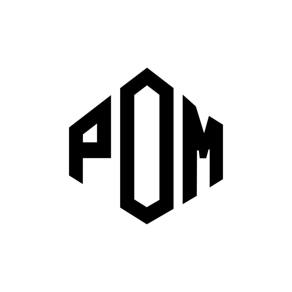 design de logotipo de carta pom com forma de polígono. pom polígono e design de logotipo em forma de cubo. pom hexágono modelo de logotipo de vetor cores brancas e pretas. pom monograma, logotipo de negócios e imóveis.