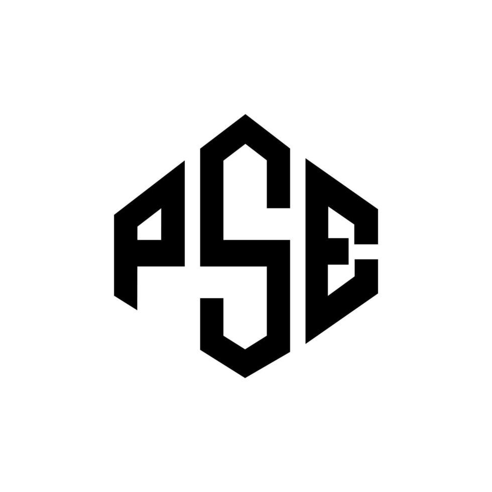 design de logotipo de letra pse com forma de polígono. polígono pse e design de logotipo em forma de cubo. modelo de logotipo de vetor hexágono pse cores brancas e pretas. monograma pse, logotipo de negócios e imóveis.