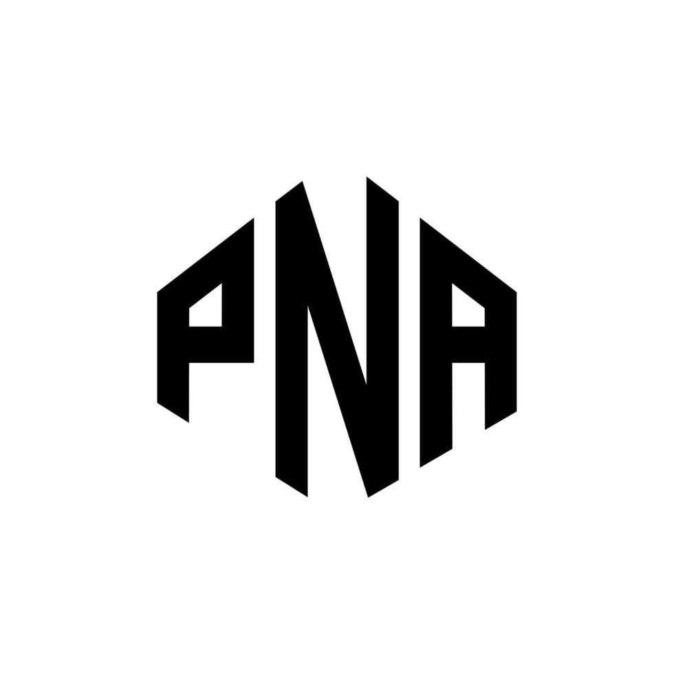 design de logotipo de carta pna com forma de polígono. pna polígono e design de logotipo em forma de cubo. pna hexagon vector logo template cores brancas e pretas. pna monograma, logotipo de negócios e imóveis.