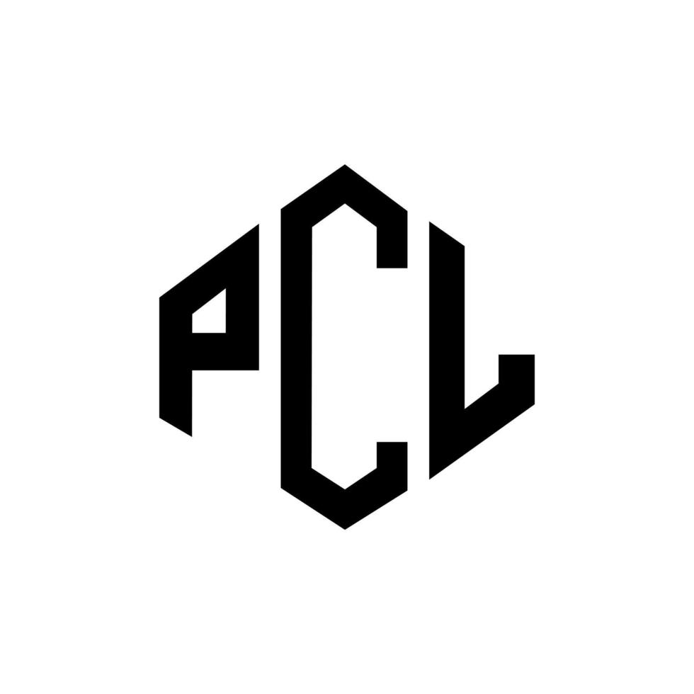 design de logotipo de carta pcl com forma de polígono. polígono pcl e design de logotipo em forma de cubo. modelo de logotipo de vetor hexágono pcl cores brancas e pretas. monograma pcl, logotipo de negócios e imóveis.