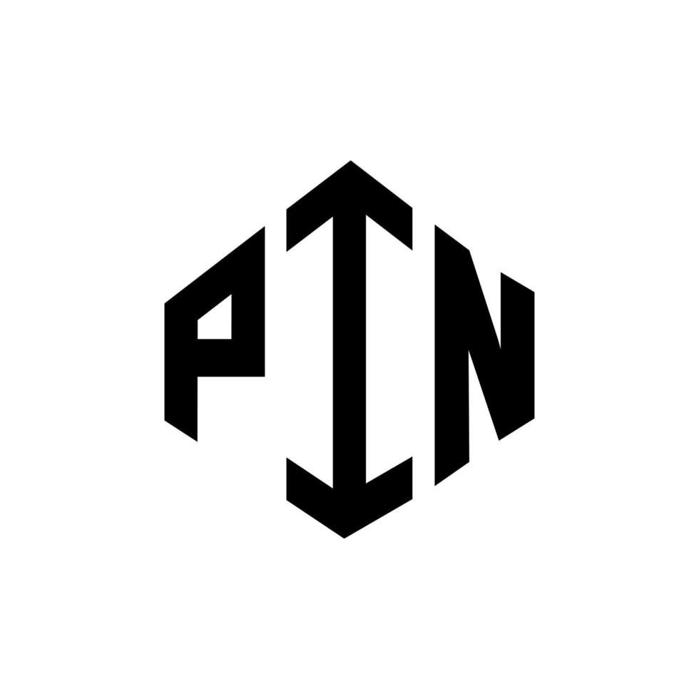 design de logotipo de carta de pino com forma de polígono. pin polígono e design de logotipo em forma de cubo. pin hexágono modelo de logotipo de vetor cores brancas e pretas. pin monograma, logotipo de negócios e imóveis.