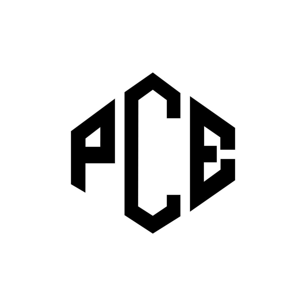 design de logotipo de carta pce com forma de polígono. pce polígono e design de logotipo em forma de cubo. pce hexagon vector logo template cores brancas e pretas. pce monograma, logotipo de negócios e imóveis.