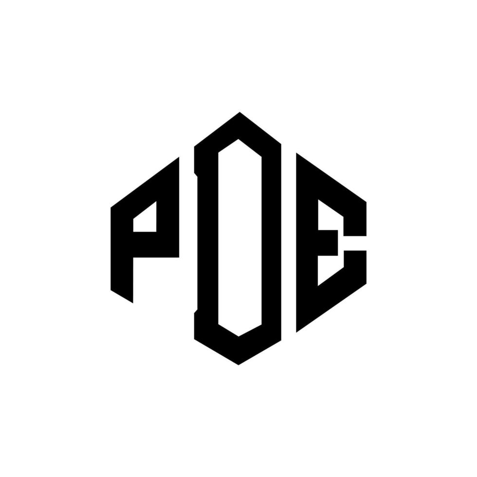 design de logotipo de carta pde com forma de polígono. pde polígono e design de logotipo em forma de cubo. modelo de logotipo de vetor hexágono pde cores brancas e pretas. pde monograma, logotipo de negócios e imóveis.