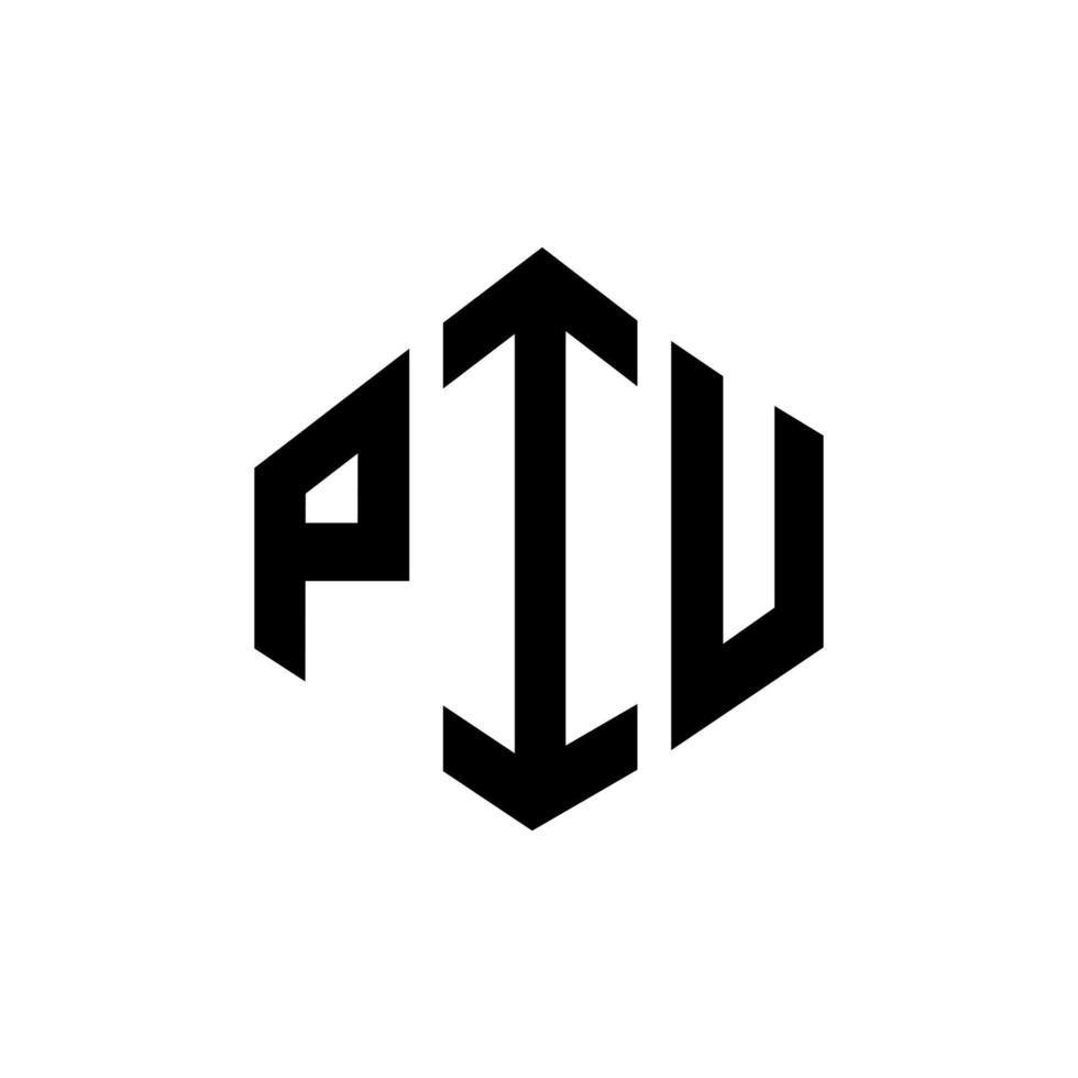 design de logotipo de letra piu com forma de polígono. piu polígono e design de logotipo em forma de cubo. piu hexágono modelo de logotipo de vetor cores brancas e pretas. monograma piu, logotipo de negócios e imóveis.