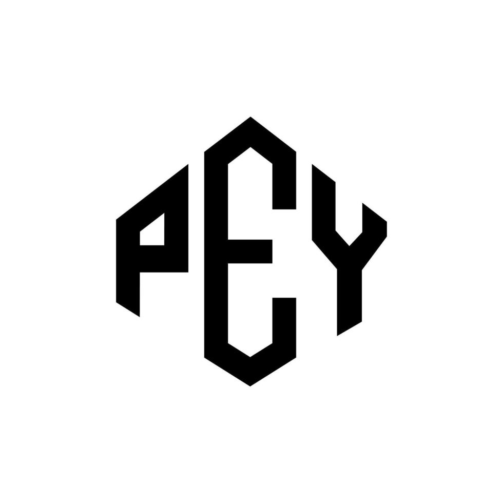 design de logotipo de carta pey com forma de polígono. pey polígono e design de logotipo em forma de cubo. pey modelo de logotipo de vetor hexágono cores brancas e pretas. pey monograma, logotipo de negócios e imóveis.