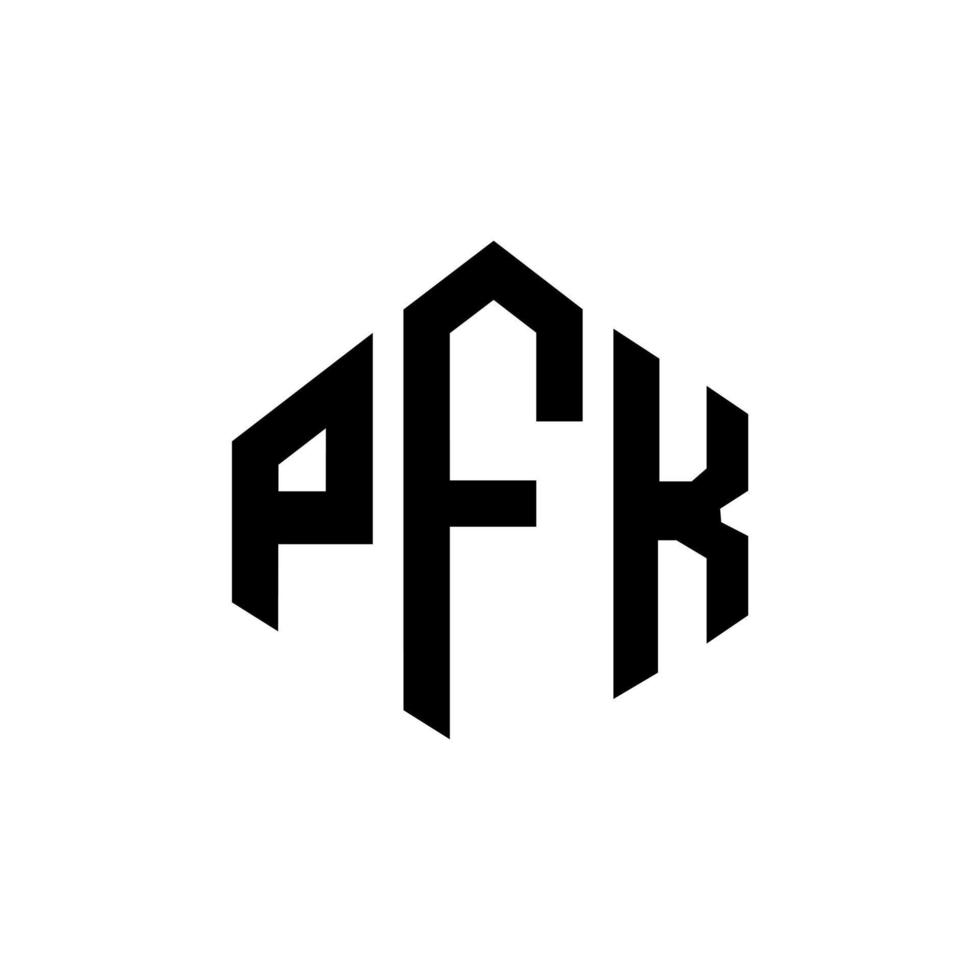 design de logotipo de letra pfk com forma de polígono. pfk polígono e design de logotipo em forma de cubo. pfk hexagon vector logo template cores brancas e pretas. pfk monograma, logotipo de negócios e imóveis.