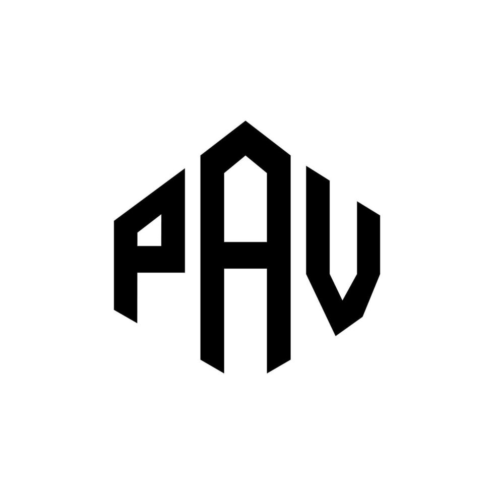 design de logotipo de carta pav com forma de polígono. polígono pav e design de logotipo em forma de cubo. pav hexágono modelo de logotipo de vetor cores brancas e pretas. monograma pav, logotipo de negócios e imóveis.