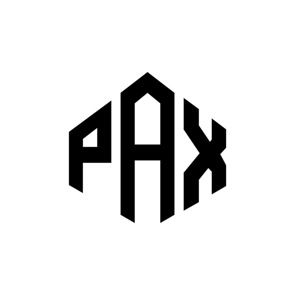 design de logotipo de carta pax com forma de polígono. pax polígono e design de logotipo em forma de cubo. pax hexágono modelo de logotipo de vetor cores brancas e pretas. monograma pax, logotipo de negócios e imóveis.