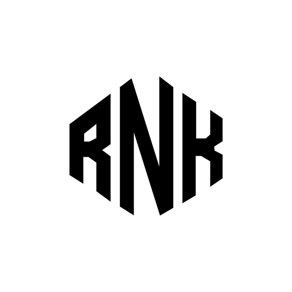 design de logotipo de carta rnk com forma de polígono. rnk polígono e design de logotipo em forma de cubo. rnk hexágono modelo de logotipo de vetor cores brancas e pretas. rnk monograma, logotipo de negócios e imóveis.