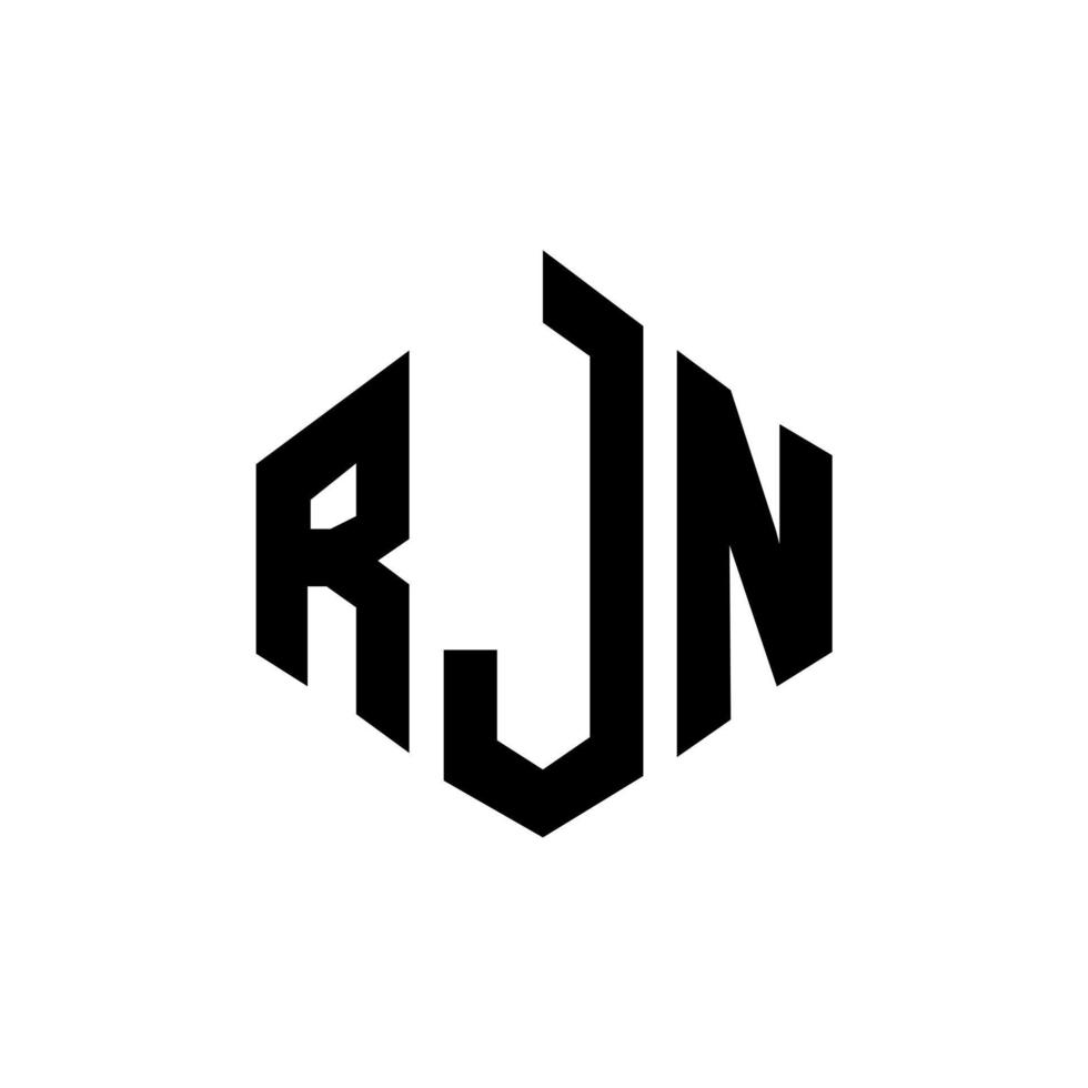 design de logotipo de carta rjn com forma de polígono. rjn polígono e design de logotipo em forma de cubo. rjn hexágono vetor logotipo modelo cores brancas e pretas. rjn monograma, logotipo de negócios e imóveis.