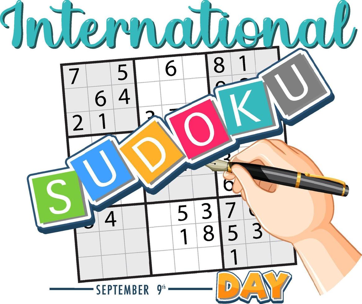 modelo de cartaz do dia internacional do sudoku vetor