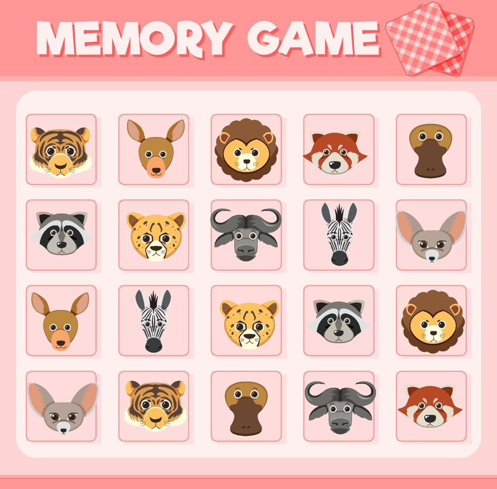 jogo de cartão de memória animal vetor