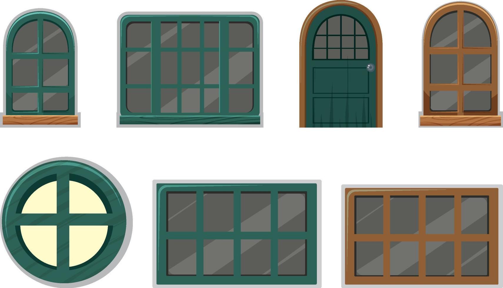 janelas e portas antigas vetor
