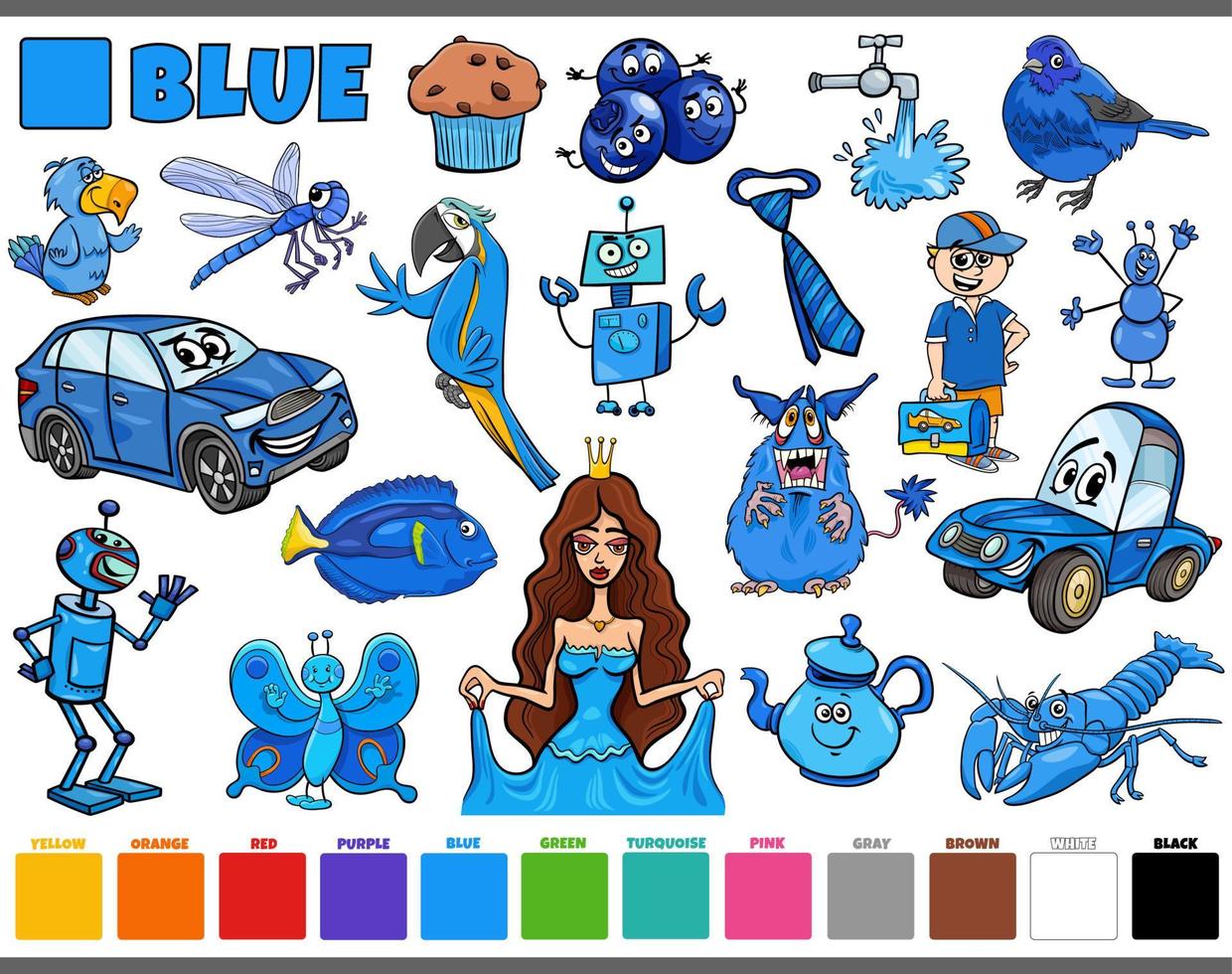 Baixe Personagem de desenho animado adorável com cores azul e roxo