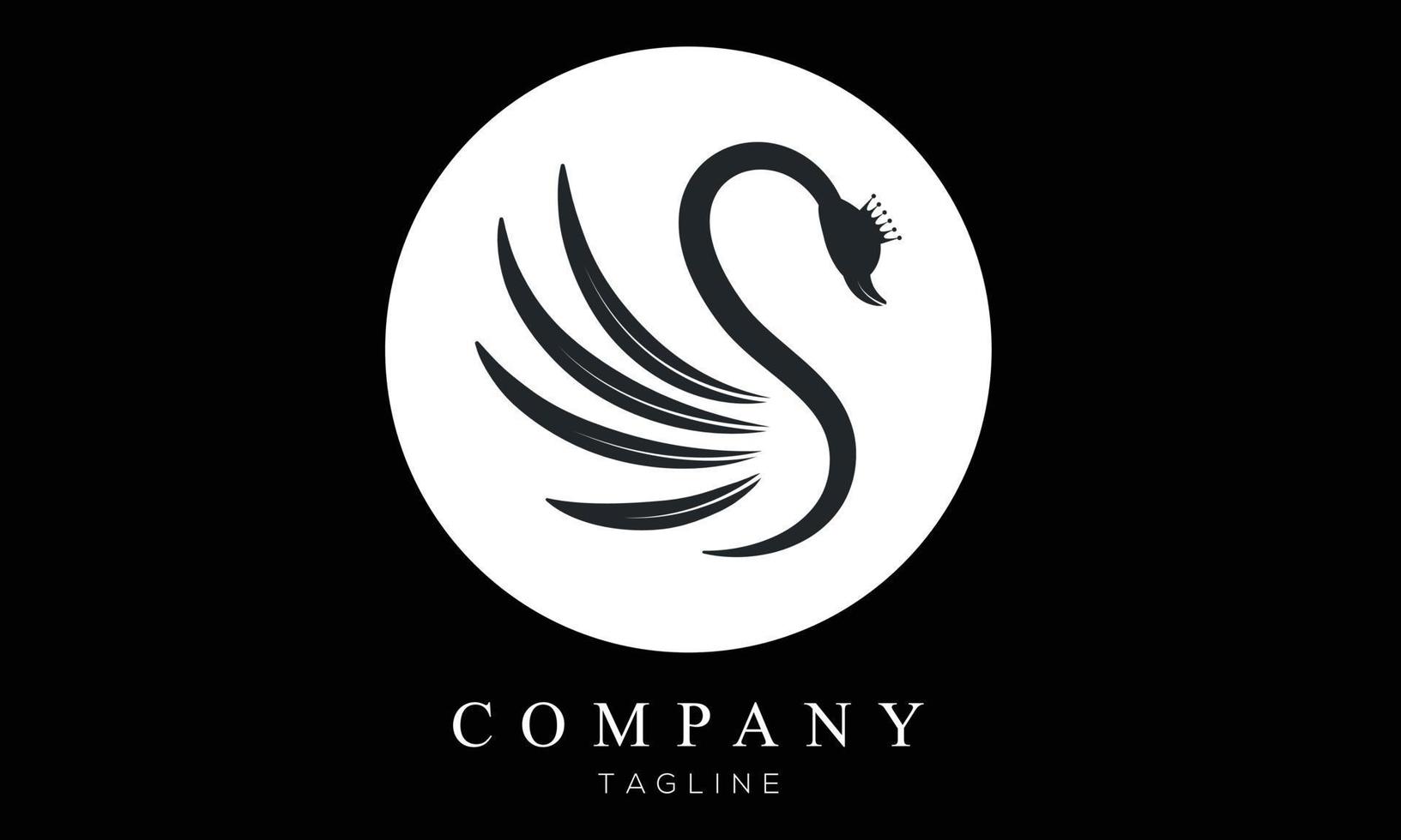 rei cisne com design de ilustração vetorial de logotipo de coroa de círculo, vetor de design de ícone criativo de ganso ou pato na moda