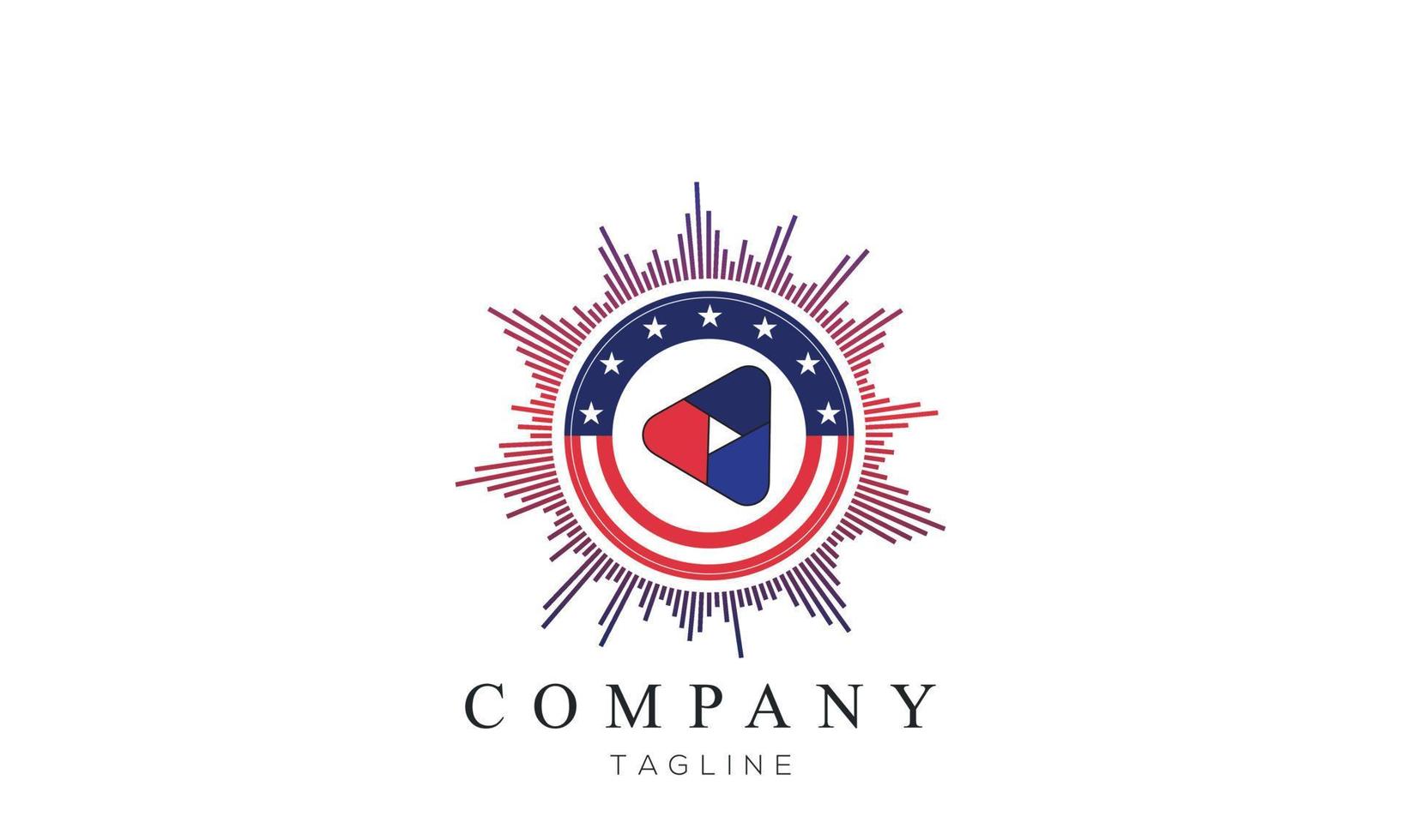Estados Unidos logotipo design vector modelo fundo branco. feito no ícone redondo da bandeira dos eua. logotipo dos eua. logotipo de design criativo da bandeira americana