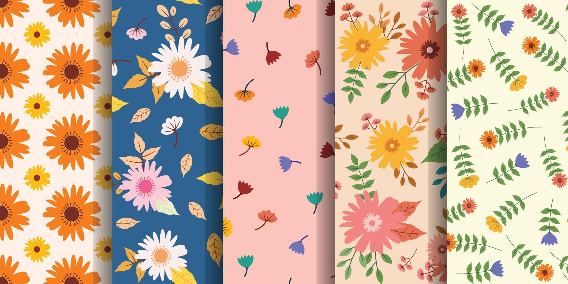 papel digital floral flor romântica sem costura padrão vetor