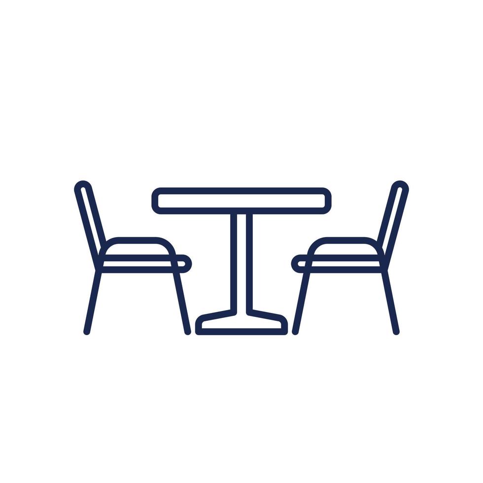 ícone de linha de mesa e cadeiras de jantar vetor