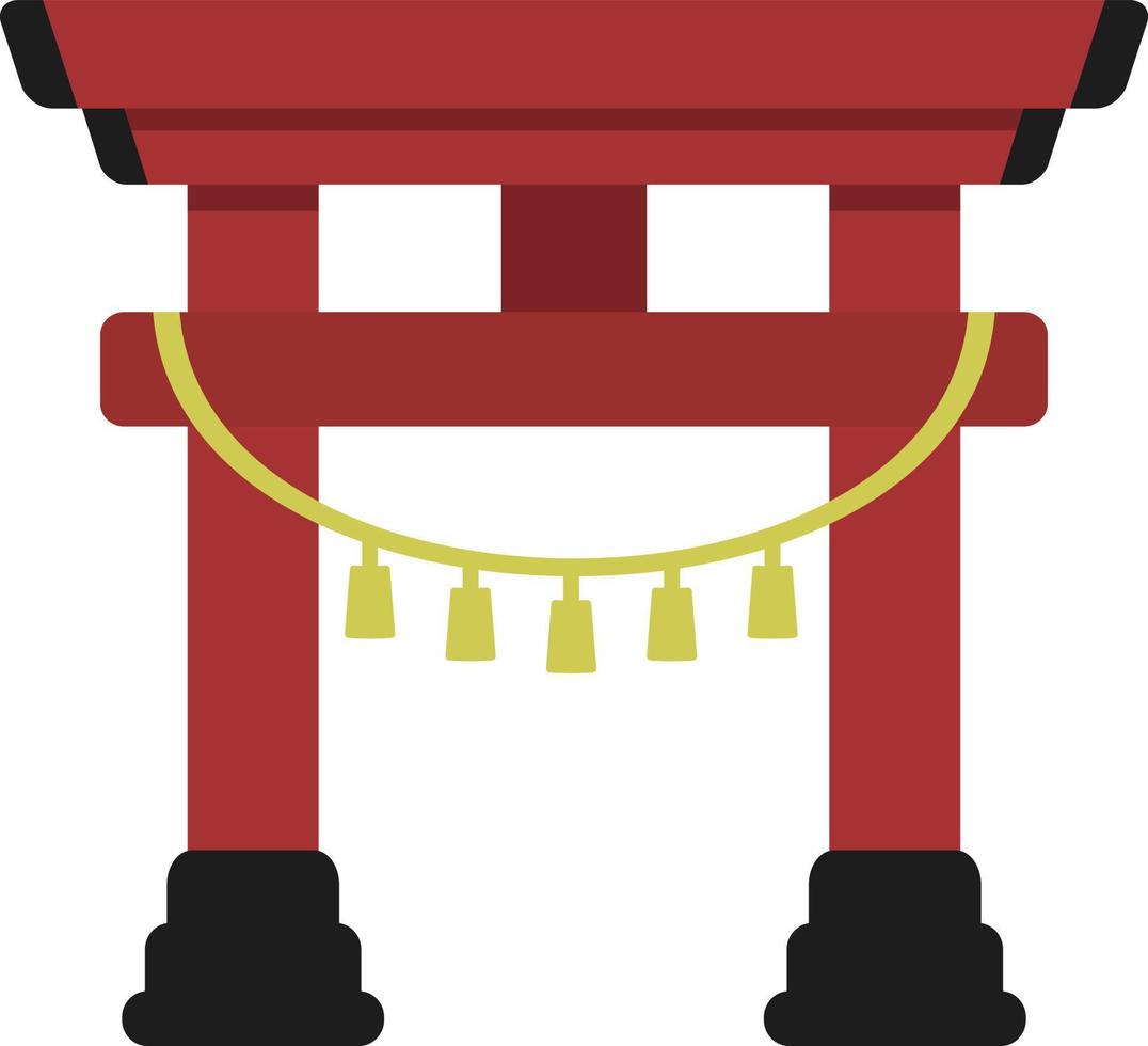 decoração torii dos desenhos animados, elemento da cultura japonesa. vetor