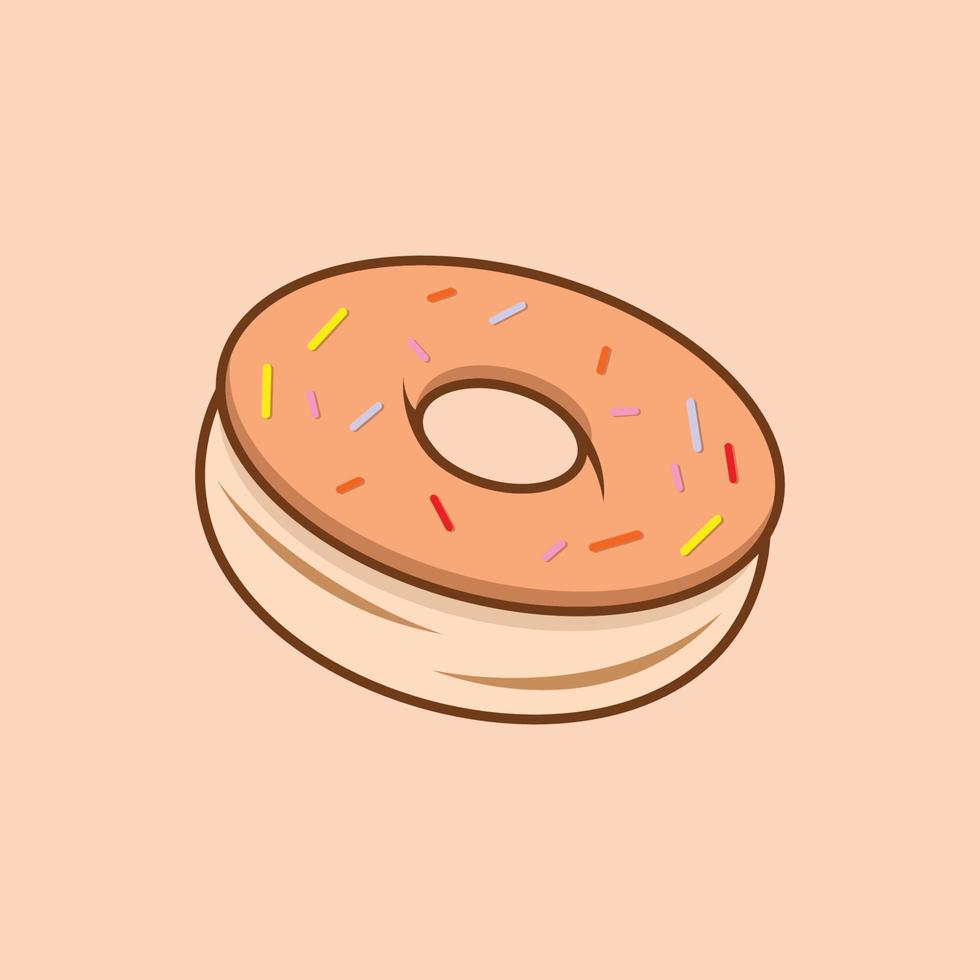 rosquinha de vetor de desenho animado minimalista simples